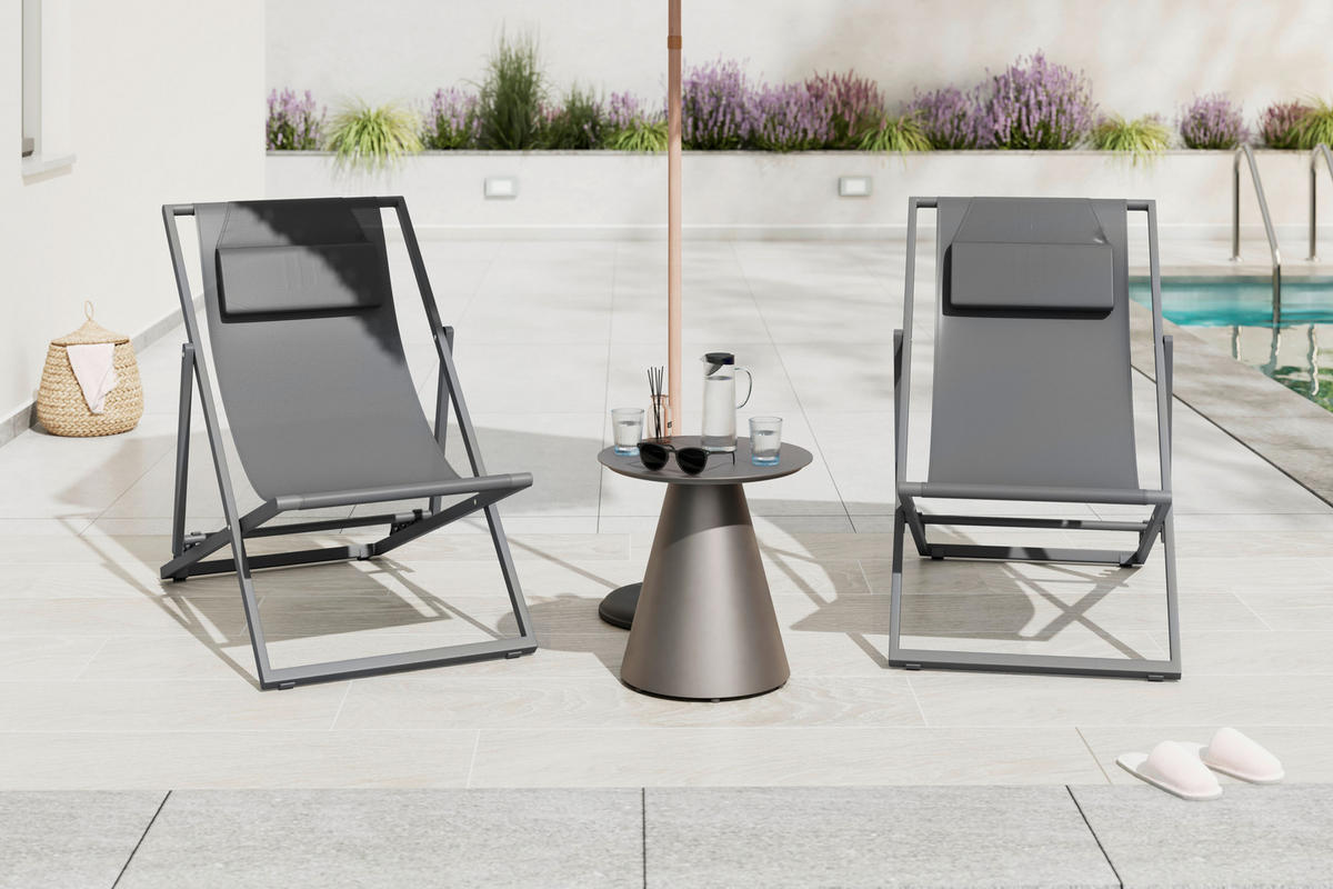 SONNENLIEGE 104/79/57 cm  - Dunkelgrau, MODERN, Textil/Metall (104/79/57cm) - Ambia Garden
