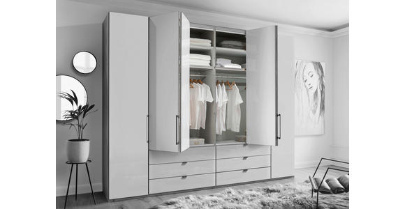 FALTTÜRENSCHRANK 250/236/58 cm 6-türig Weiß, Eiche Bianco - Schieferfarben/Eiche Bianco, KONVENTIONELL, Glas/Holzwerkstoff (250/236/58cm) - Dieter Knoll