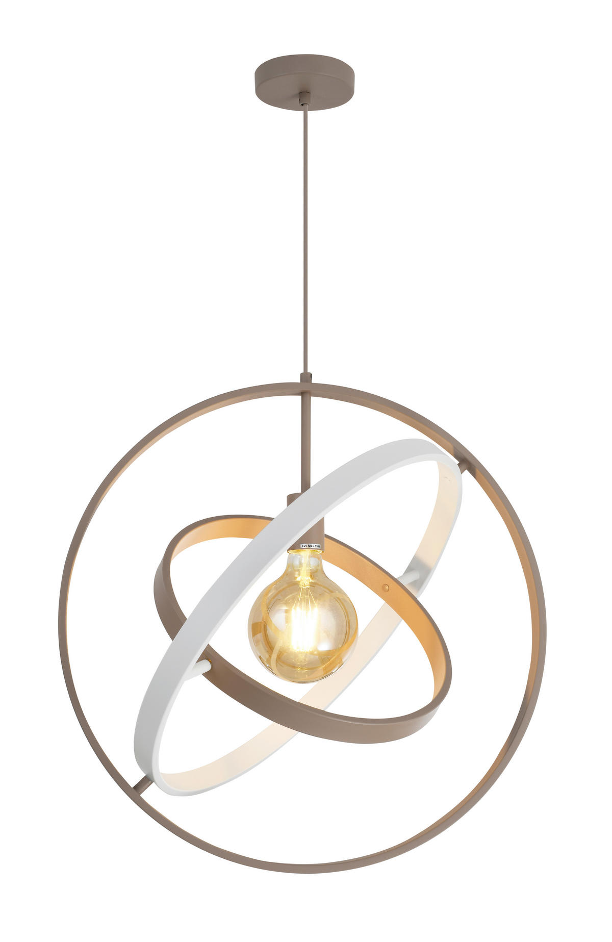 PENDELLEUCHTE Montpellier 55/150/49 cm  - Sandfarben/Weiß, Design, Kunststoff/Metall (55/150/49cm)