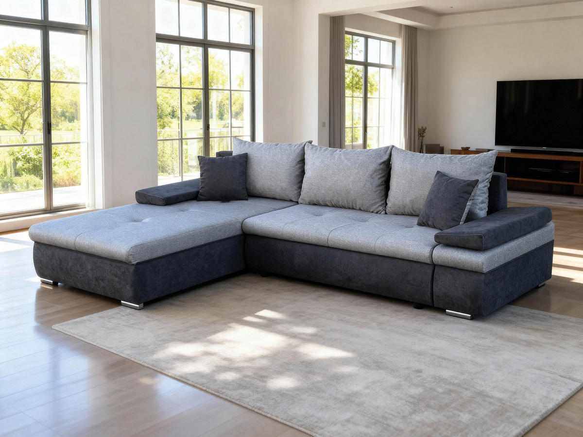 UGAONA GARNITURA svetlosiva  - svetlosiva, Moderno, koža/drvo (274/88/71/182/92cm) - Ti'me