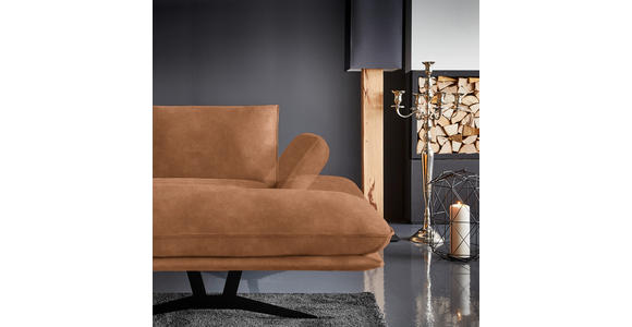 WOHNLANDSCHAFT in Echtleder Hellbraun - Hellbraun/Schwarz, Natur, Leder/Metall (217/359/155cm) - Dieter Knoll