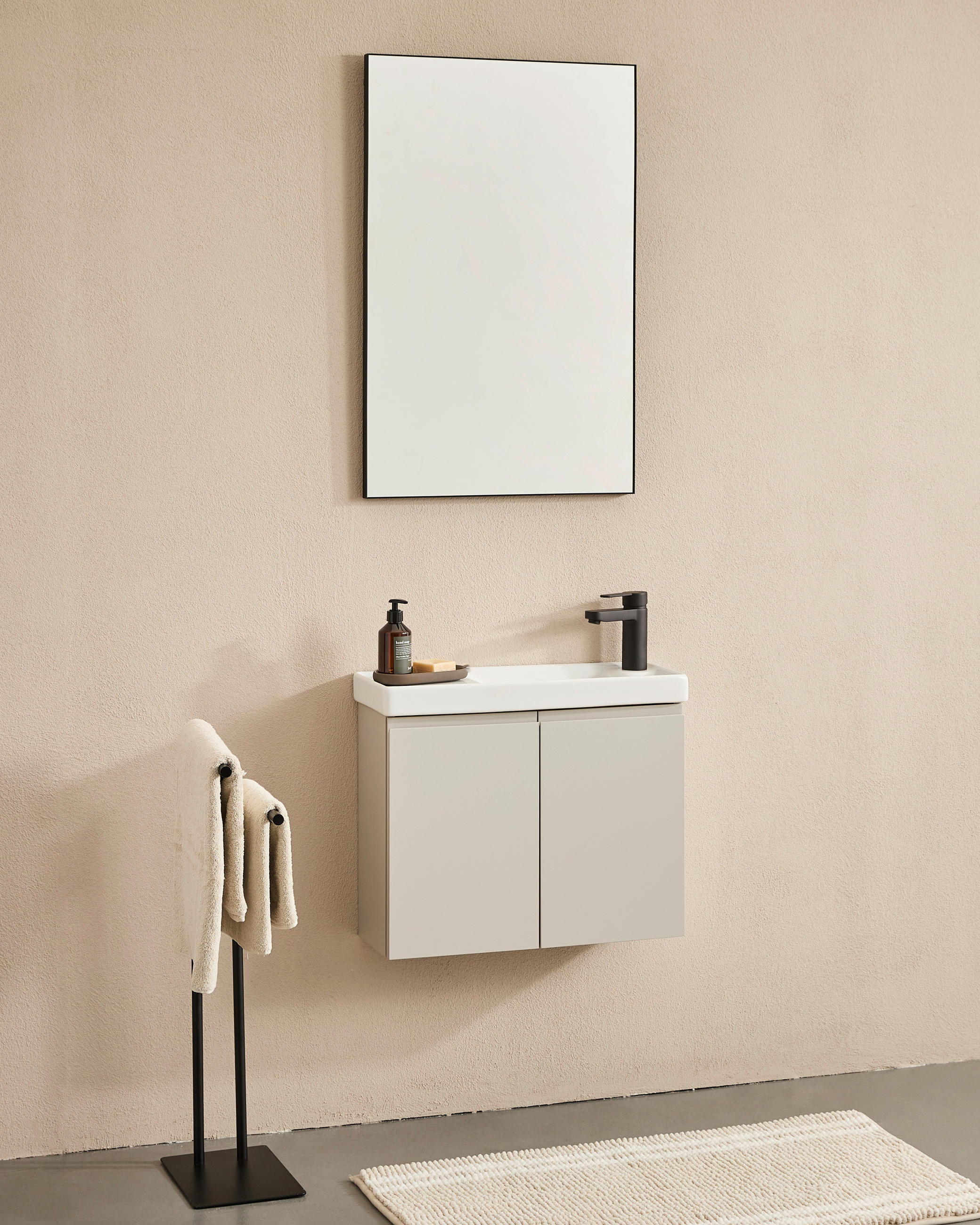 BADEZIMMER 3-teilig  in  - Kaschmir/Weiß Hochglanz, MODERN, Keramik/Holzwerkstoff (60/140/22cm) - MID.YOU