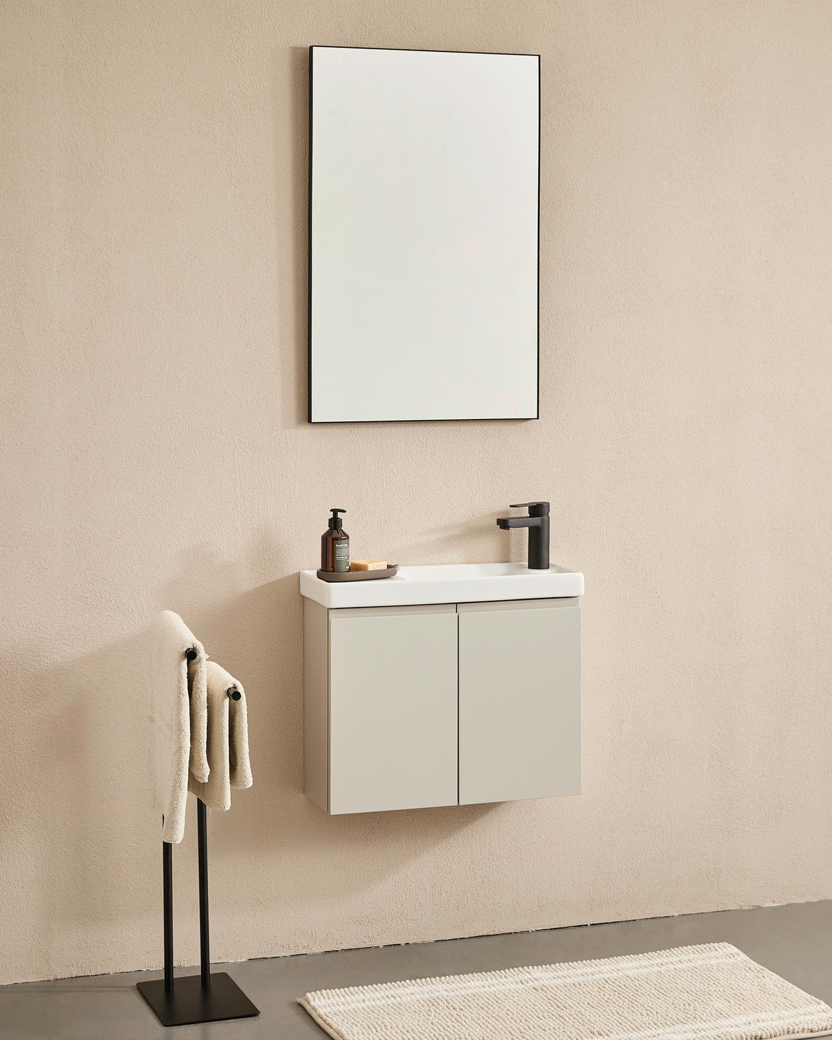 BADEZIMMER 3-teilig  in  - Kaschmir/Weiß Hochglanz, MODERN, Keramik/Holzwerkstoff (60/140/22cm) - MID.YOU