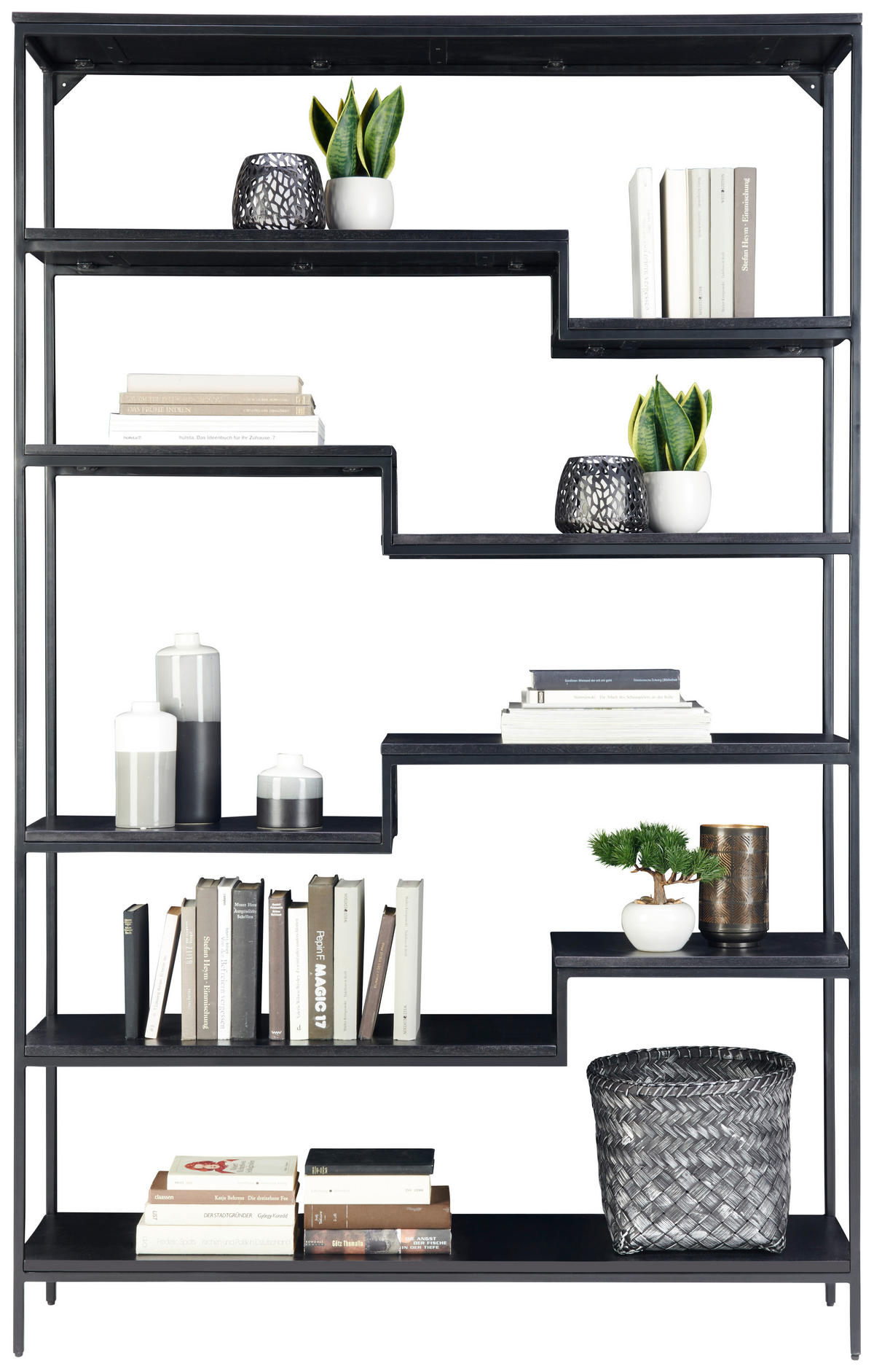 REGAL Schwarz  - Schwarz, Design, Holz/Metall (120/190/30cm) - Ambia Home