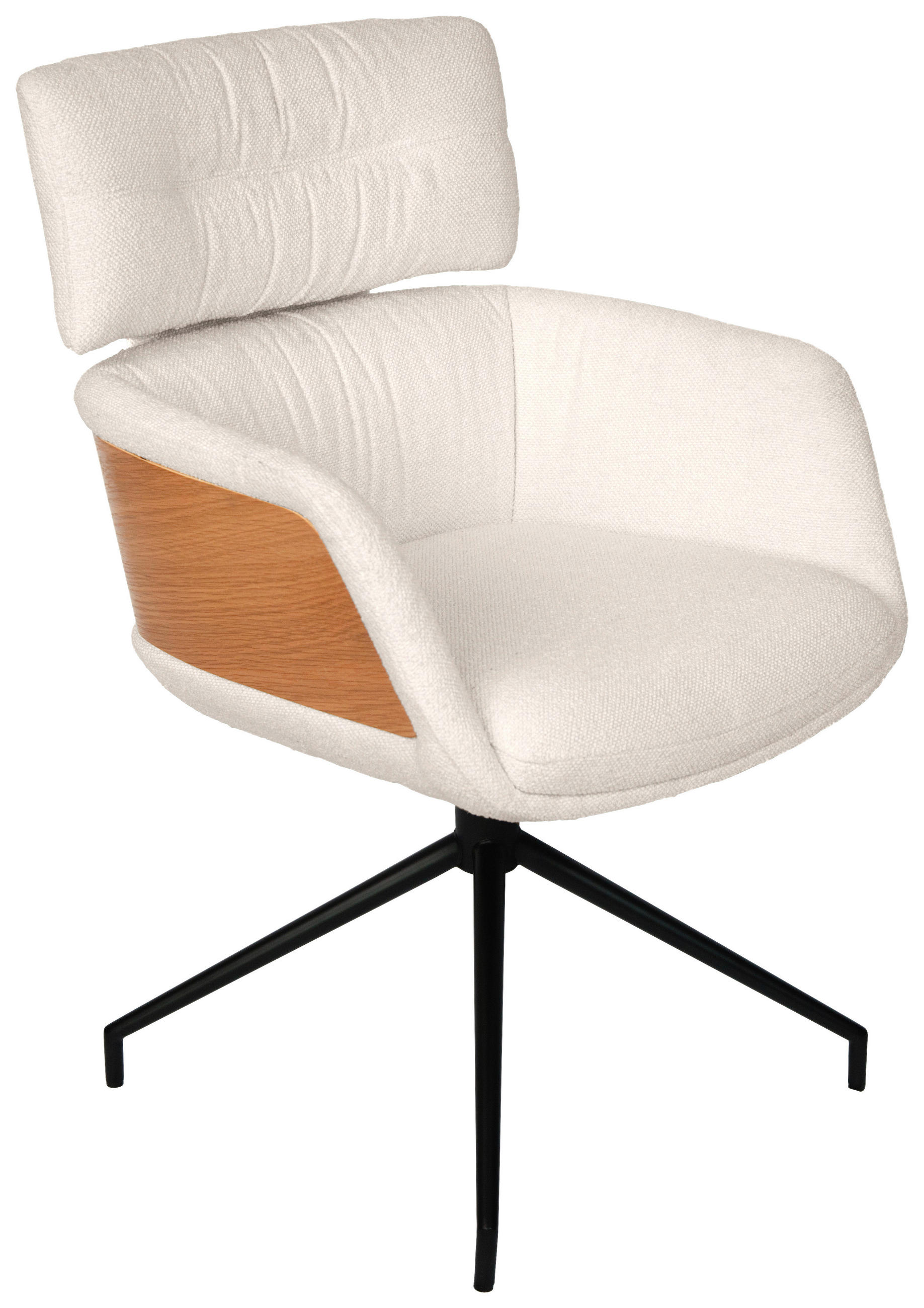 Dieter Knoll Armlehnstuhl Creme, Schwarz, Eiche 62x92x66 cm