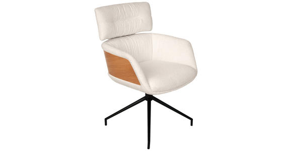 ARMLEHNSTUHL  Wippfunktion, Sitzfläche 360° drehbar, automatische Rückholfunktion Webstoff  - Eichefarben/Creme, Design, Holz/Textil (62/92/66cm) - Dieter Knoll