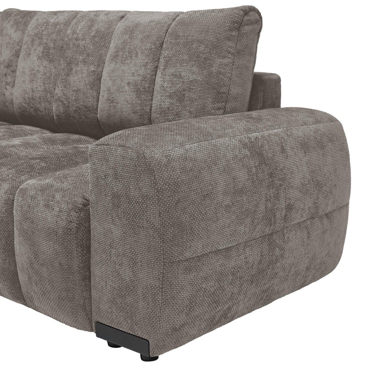 ECKSOFA Flachgewebe Graubraun  - Schwarz Hochglanz/Graubraun, Modern, Textil/Metall (166/93/273cm) - MID.YOU