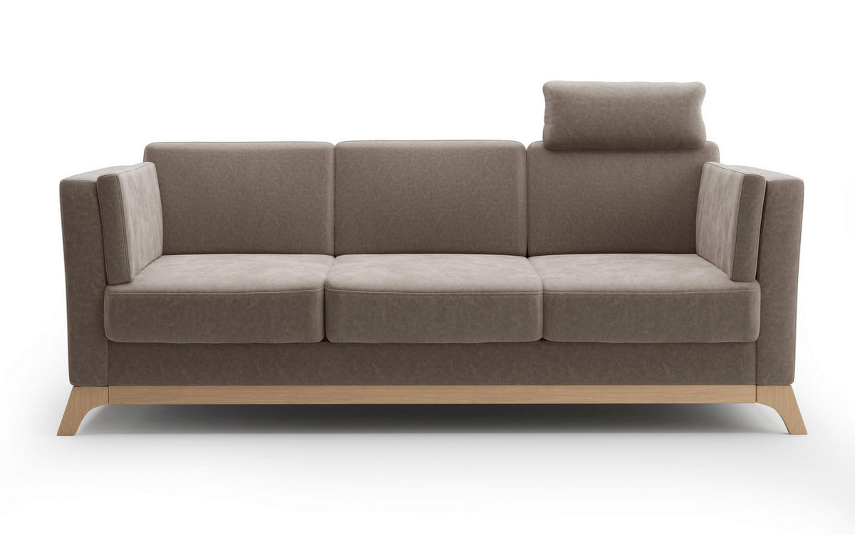 3-SITZER-SOFA in Mikrofaser Braun  - Eichefarben/Braun, KONVENTIONELL, Holz/Textil (213/84/93cm) - Sit & More