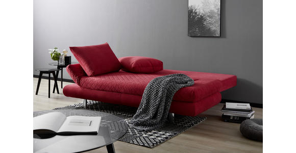 SCHLAFSOFA Armteil verstellbar Mikrofaser Rot  - Chromfarben/Rot, Design, Textil (194/73/91cm) - Xora