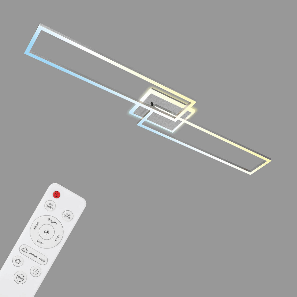 LED MENNYEZETI LÁMPA - alumínium színű, Basics, műanyag/fém (110/7,8/24,8cm)