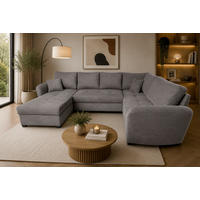 WOHNLANDSCHAFT SORINA Dunkelgrau Cord  - Dunkelgrau/Schwarz, Design, Kunststoff/Textil (157/305/202cm) - MID.YOU
