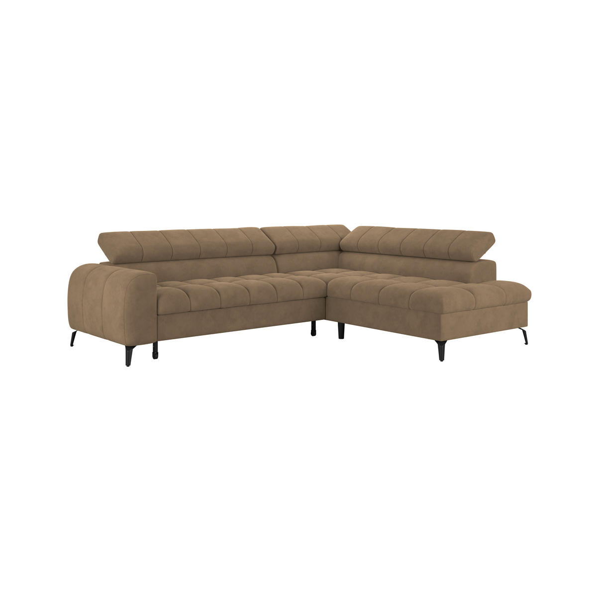 ECKSOFA in Braun  - Schwarz/Braun, Trend, Kunststoff/Textil (261/203cm) - Livetastic