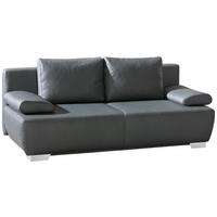 SCHLAFSOFA  in Echtleder Anthrazit  - Chromfarben/Anthrazit, KONVENTIONELL, Leder/Metall (195/85/90cm) - Livetastic