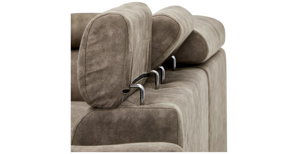 ECKSOFA in Lederlook Taupe  - Taupe/Schwarz, Design, Kunststoff/Textil (230/263cm) - Hom`in