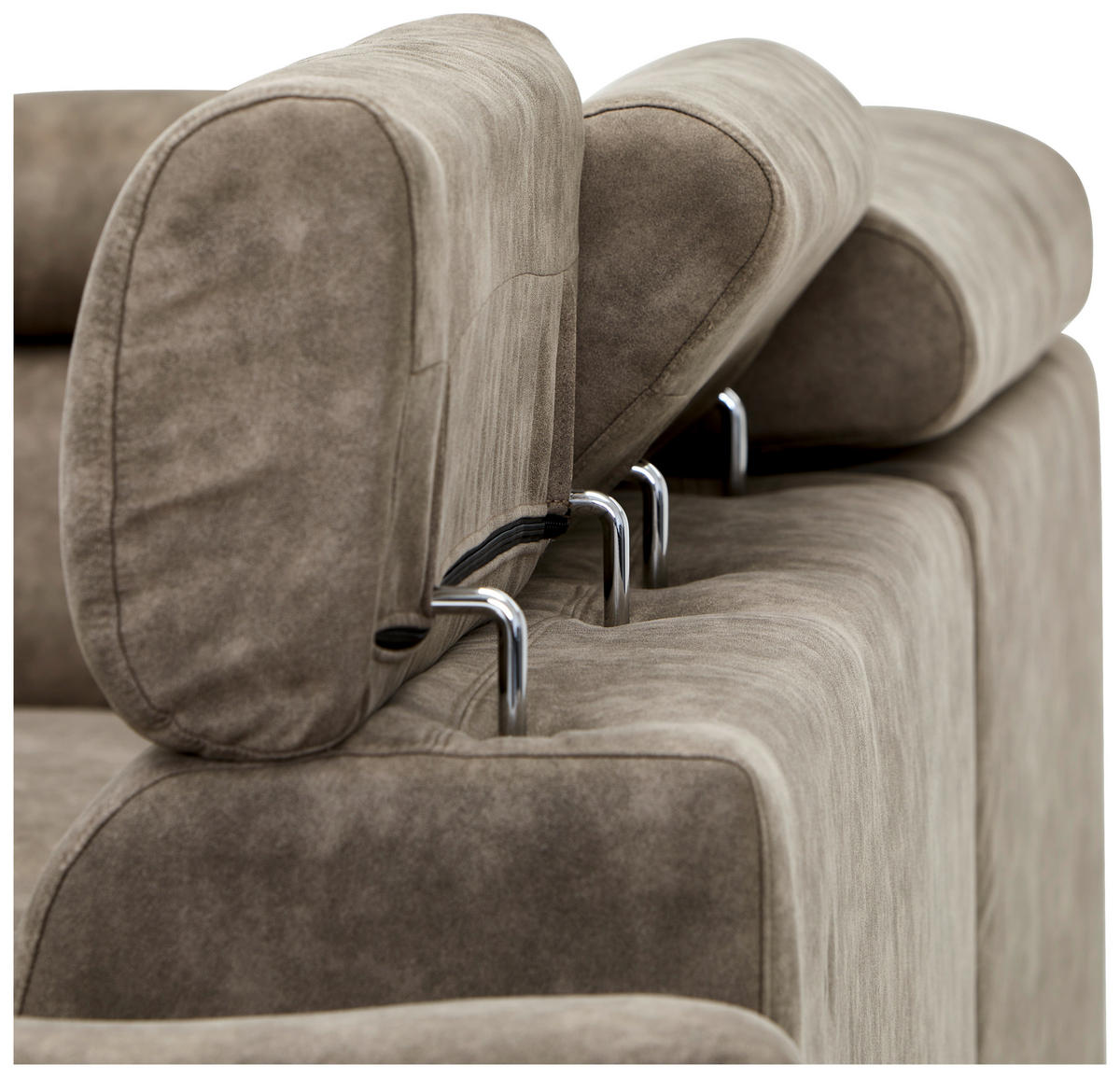ECKSOFA Taupe Lederlook  - Taupe/Schwarz, Design, Kunststoff/Textil (230/263cm) - Hom`in