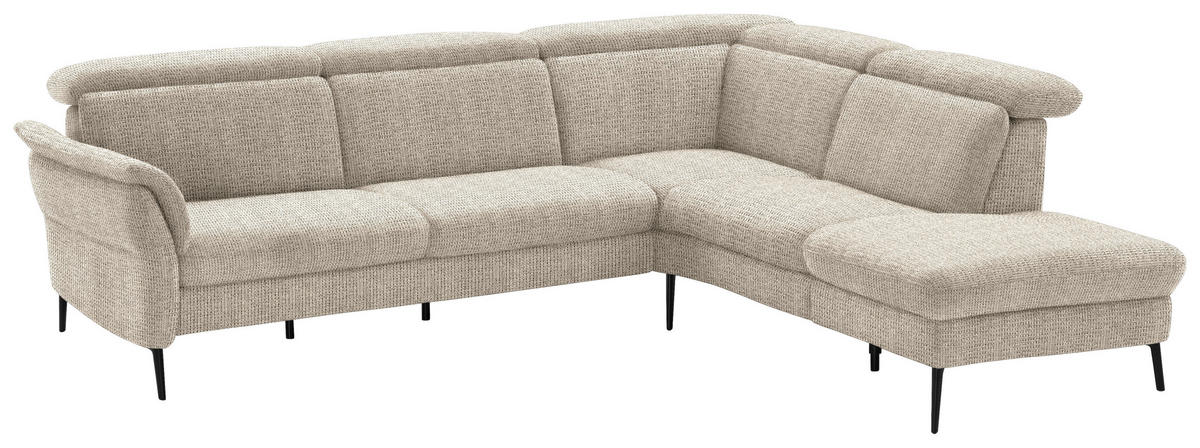 ECKSOFA in Struktur Beige  275/235 cm  - Beige/Schwarz, MODERN, Textil/Metall (275/235cm) - Cantus