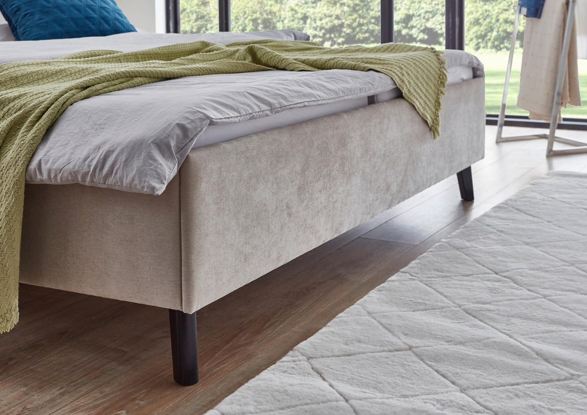 POLSTERBETT 180/200 cm  in Beige  - Beige/Schwarz, Basics, Holz/Textil (180/200cm) - Boxxx