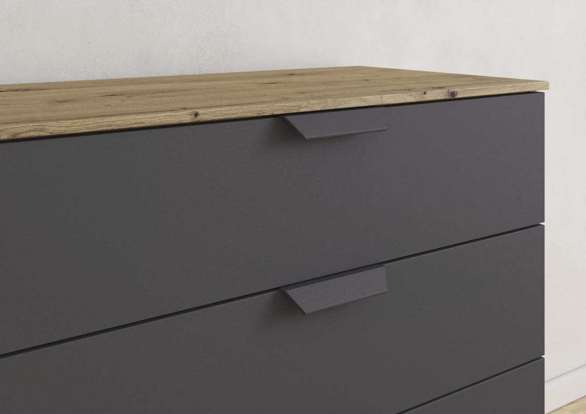 KOMMODE 80/81/42 cm  in Dunkelgrau, Eiche Artisan  - Dunkelgrau/Eiche Artisan, Design, Holzwerkstoff/Metall (80/81/42cm) - Carryhome