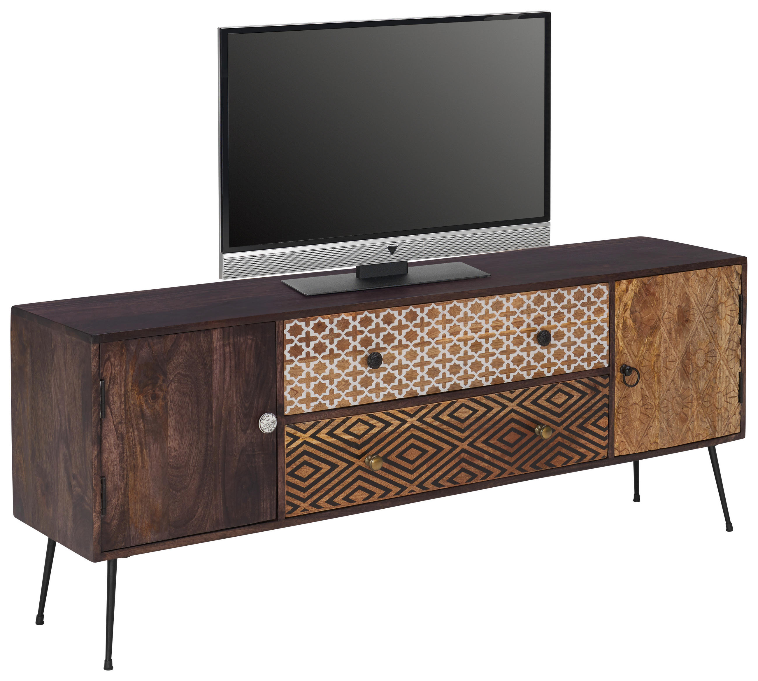TV-BÄNK 157/60/35 cm - vit/brun, Lifestyle, metall/trä (157/60/35cm) - Landscape