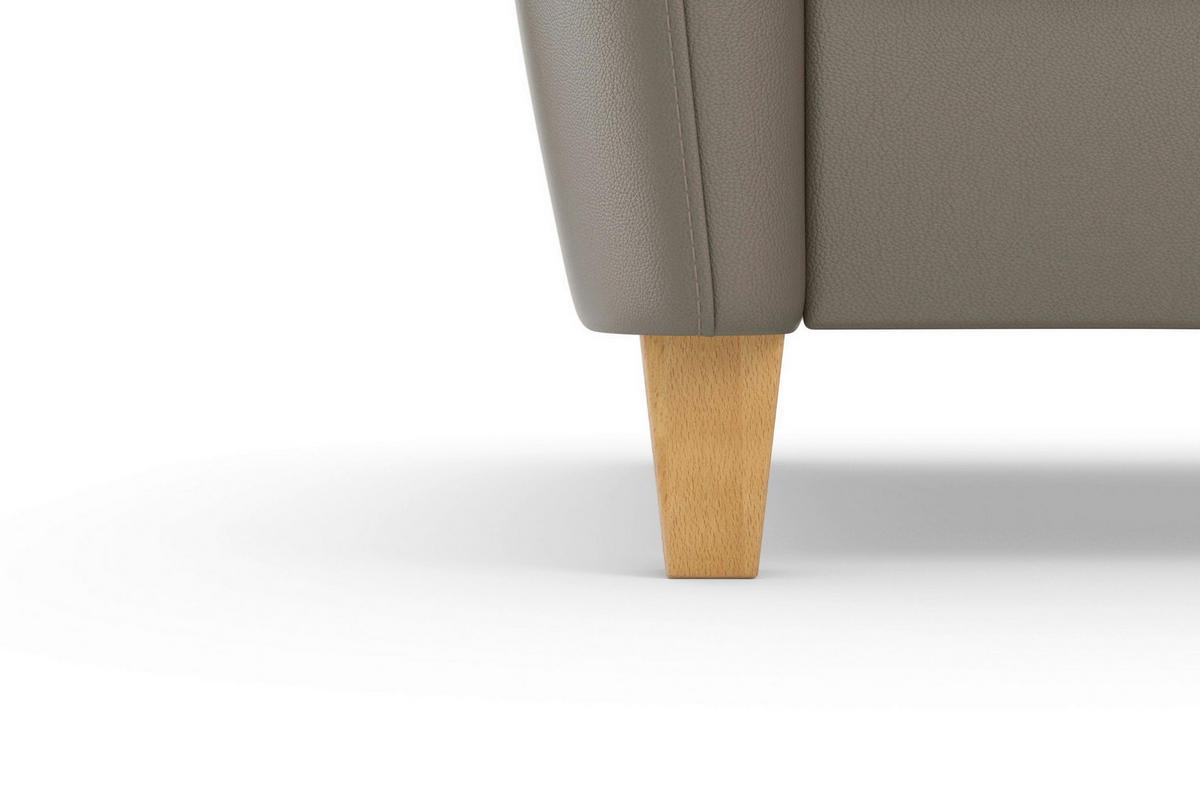 ECKSOFA PALMERA E Grau Echtleder  - Eichefarben/Grau, Basics, Leder/Holz (212/236cm) - Sit & More