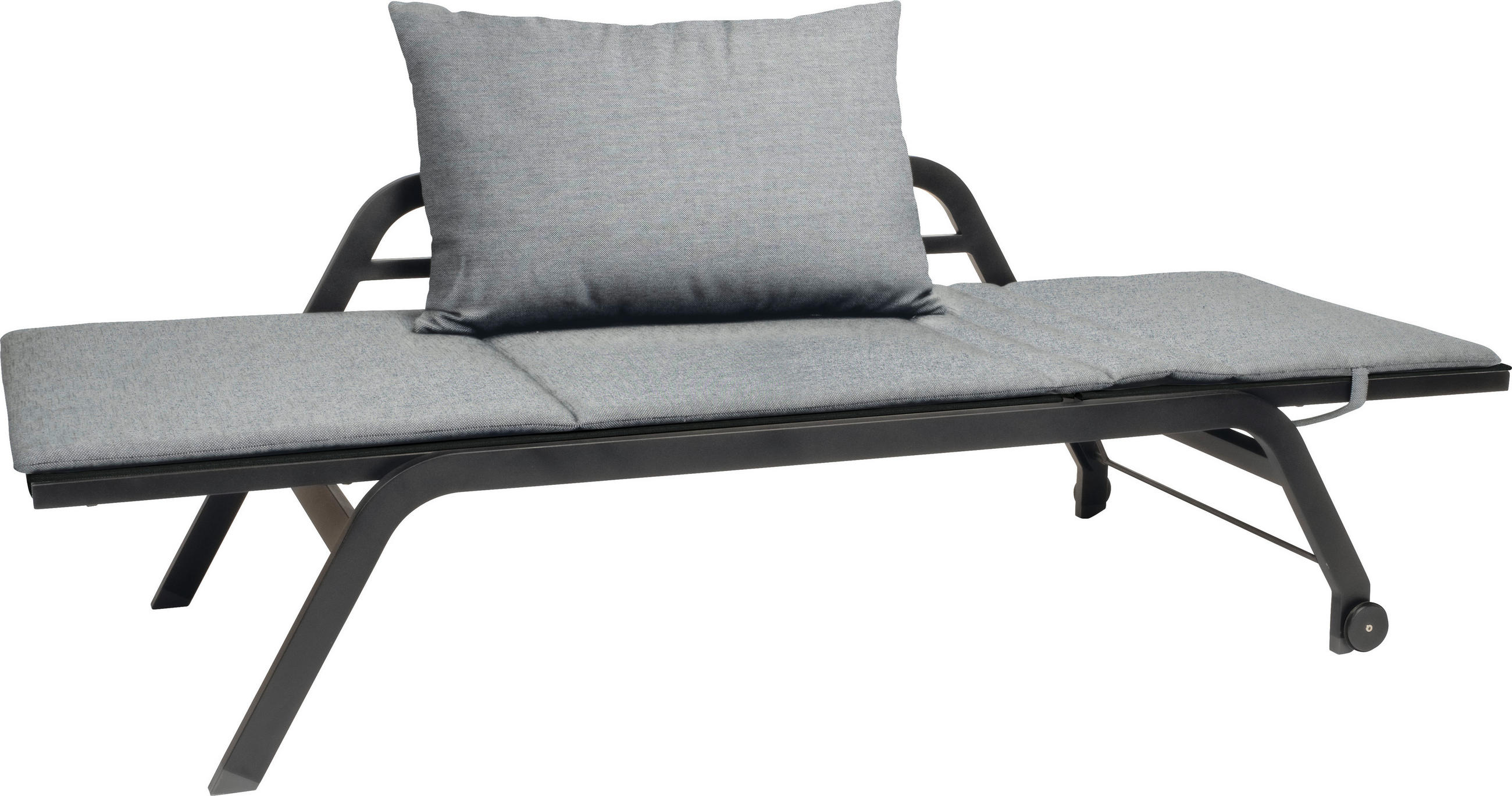 LIEGEBANK 203/65/82 cm  in Anthrazit, Grau  - Anthrazit/Schwarz, Basics, Textil/Metall (203/65/82cm) - Stern