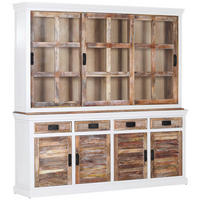 BUFFET 200/200/40 cm  in Naturfarben, Weiß  - Schwarz/Naturfarben, Design, Holz/Metall (200/200/40cm) - Landscape