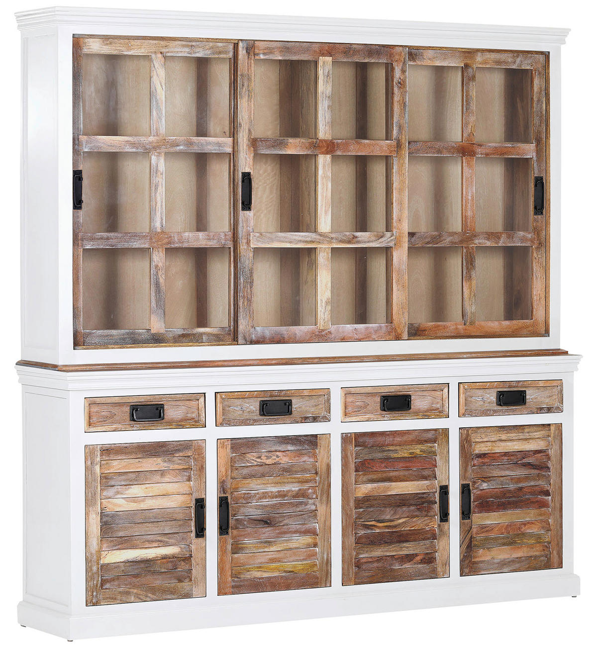 BUFFET 200/200/40 cm  in Naturfarben, Weiß  - Schwarz/Naturfarben, Design, Holz/Metall (200/200/40cm) - Landscape