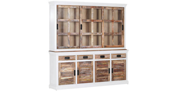 BUFFET 200/200/40 cm  in Naturfarben, Weiß  - Schwarz/Naturfarben, Design, Holz/Metall (200/200/40cm) - Landscape