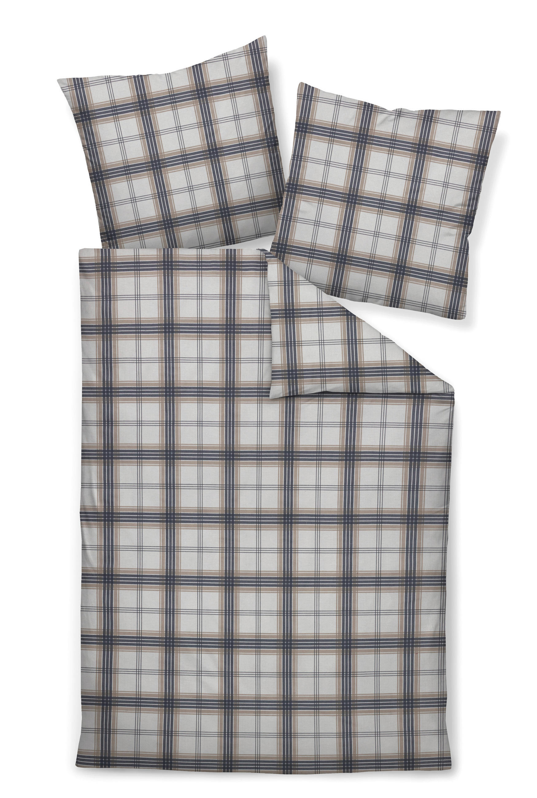 BETTWÄSCHE 2-teilig Biber 135/200 cm  - Beige, Design, Textil (135/200cm) - Janine