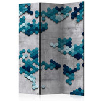SKÄRMVÄGG  i trä, textil  blå, grå  - blå/grå, Basics, trä/textil (135/172/3cm) - artgeist