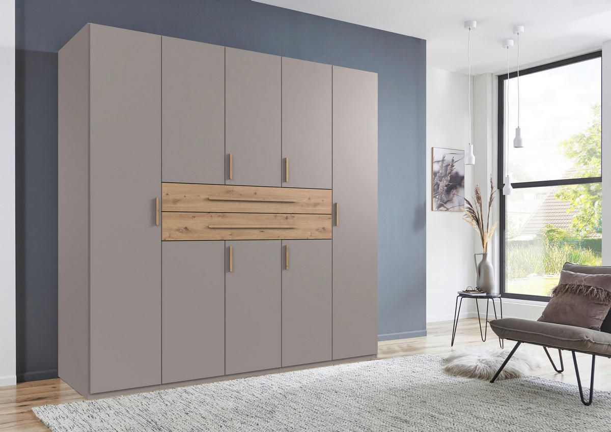ORMAR ZA ODJEĆU siva, sahara, hrast Artisan   - sahara/siva, Design, drvni materijal (225/208/65cm) - Carryhome