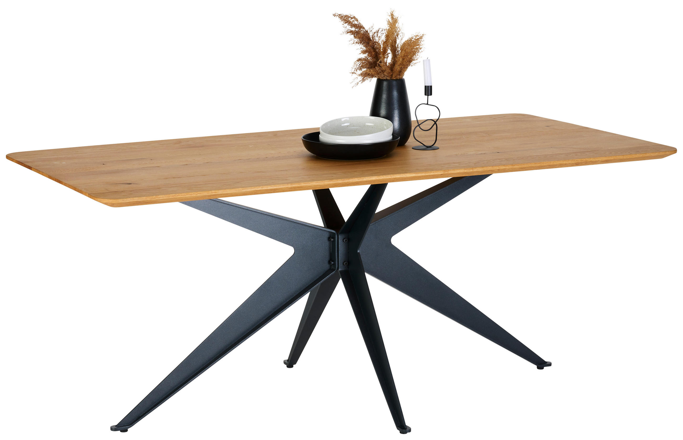 ESSTISCH in Holz, Metall 180/90/76 cm  - Eichefarben/Anthrazit, Design, Holz/Metall (180/90/76cm) - Dieter Knoll