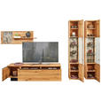 WOHNWAND  in Eichefarben  298/205,7/53,7 cm  - Eichefarben/Schwarz, Natur, Glas/Holz (298/205,7/53,7cm) - Valnatura