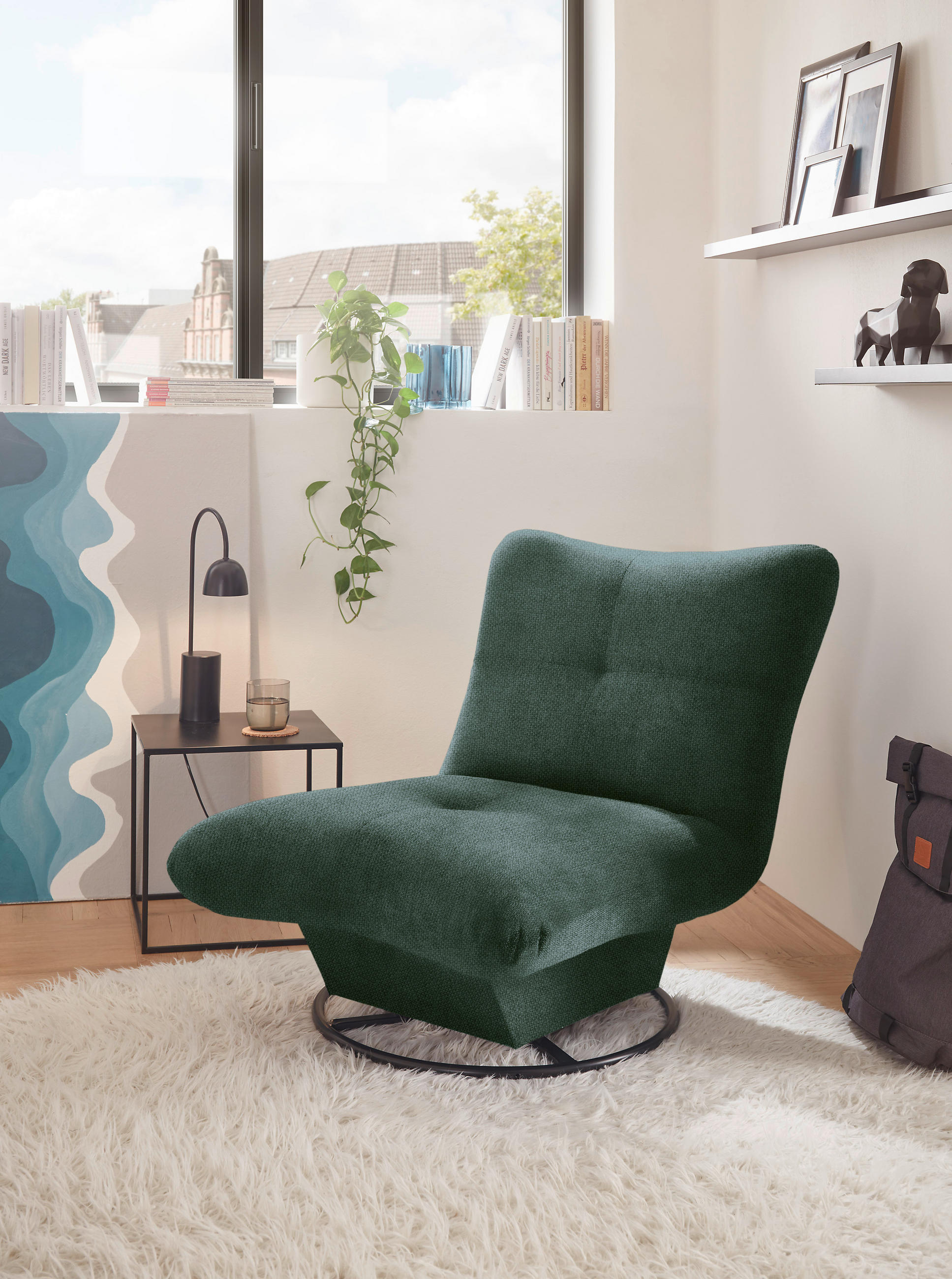 FÅTÖLJ i textil mörkgrön  - svart/mörkgrön, Klassisk, metall/textil (96/75/93cm) - MID.YOU