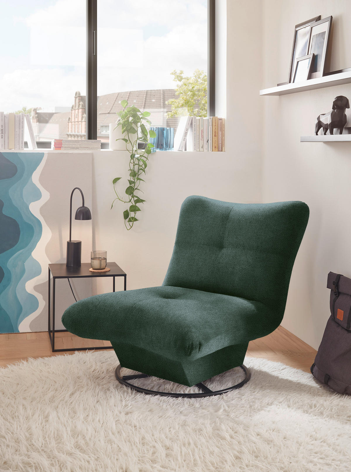 SESSEL in Struktur Dunkelgrün  - Dunkelgrün/Schwarz, Konventionell, Textil/Metall (96/75/93cm) - Carryhome