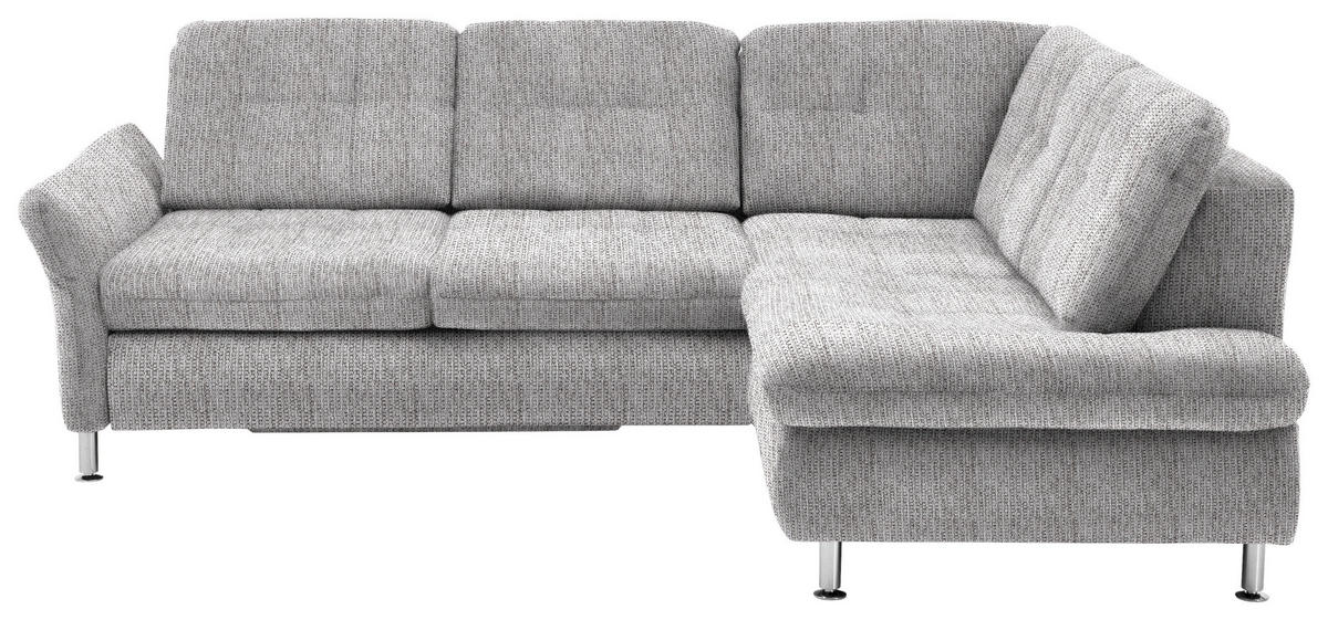 ECKSOFA in Webstoff Hellgrau  - Chromfarben/Hellgrau, Konventionell, Textil/Metall (242/210cm) - Beldomo Style