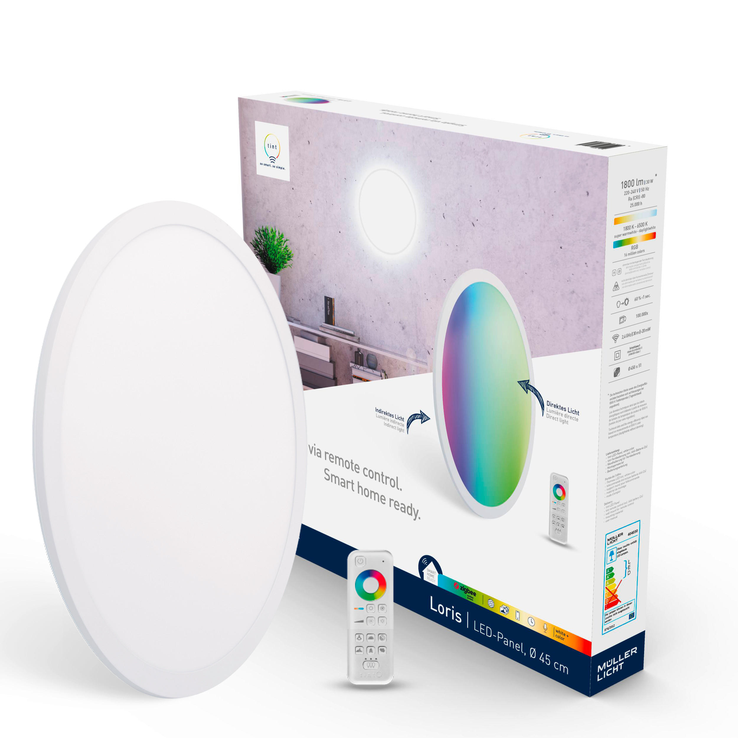 LED Decken-/Wandpanel 45 cm  45/5,1 cm    - Weiß, Basics, Kunststoff (45/5,1cm) - Tint
