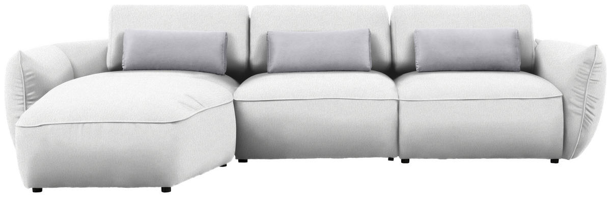 ECKSOFA  in Chenille Weiß  190/340 cm  - Greige/Schwarz, Design, Kunststoff/Textil (190/340cm) - Belluti