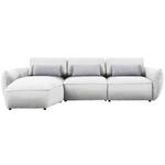 ECKSOFA  in Chenille Weiß  190/340 cm  - Greige/Schwarz, Design, Kunststoff/Textil (190/340cm) - Belluti