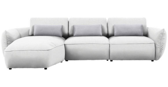 ECKSOFA  in Chenille Weiß  190/340 cm  - Greige/Schwarz, Design, Kunststoff/Textil (190/340cm) - Belluti