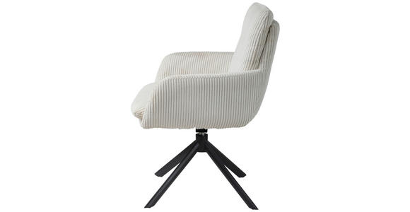 ARMLEHNSTUHL in Eisen Cord - Creme/Schwarz, Design, Textil/Metall (64/89/67cm) - Novel