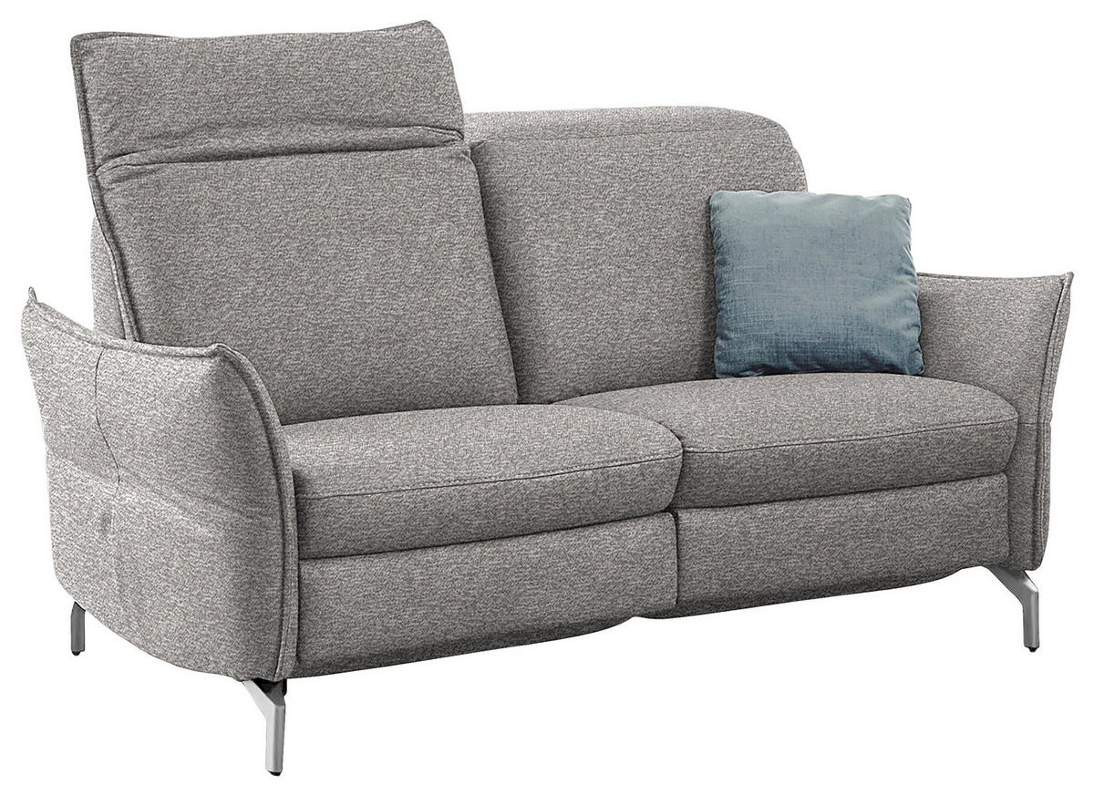 2-SITZER-SOFA in Chenille Grau, Weiss  - Weiss/Schwarz, Modern, Textil/Metall (154/89/109cm) - Livetastic
