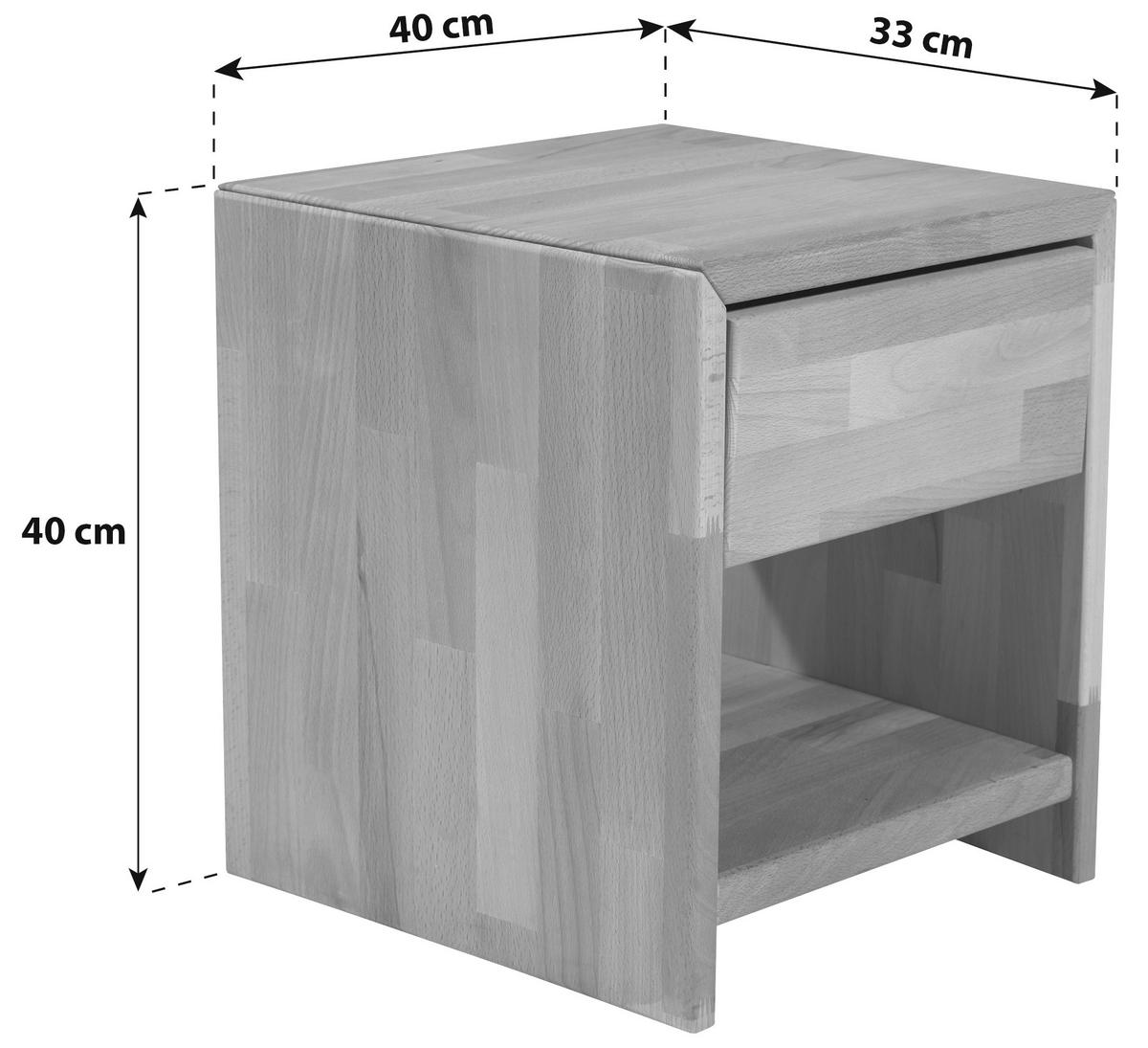 NACHTSCHRANK 40/40/33 cm Kernbuche massiv  - Kernbuche, KONVENTIONELL, Holz (40/40/33cm) - Boxxx