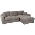 ECKSOFA in Mikrofaser Taupe  - Taupe/Chromfarben, MODERN, Kunststoff/Textil (276/193cm) - Hom`in