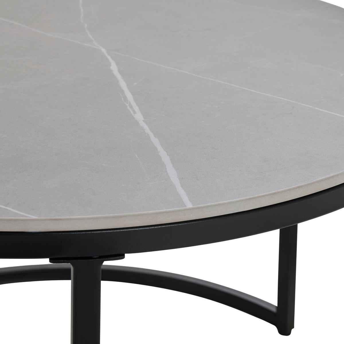 COUCHTISCHSET 80/60/46/40/80/60 cm rund Grau, Schwarz  - Schwarz/Grau, Design, Keramik/Metall (80/60/46/40/80/60cm) - Livetastic