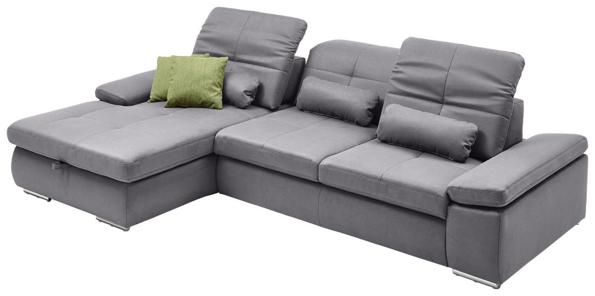 HÖRNSOFFA i flatväv grå  - kromfärg/grå, Design, textil (309/195cm) - Beldomo Style