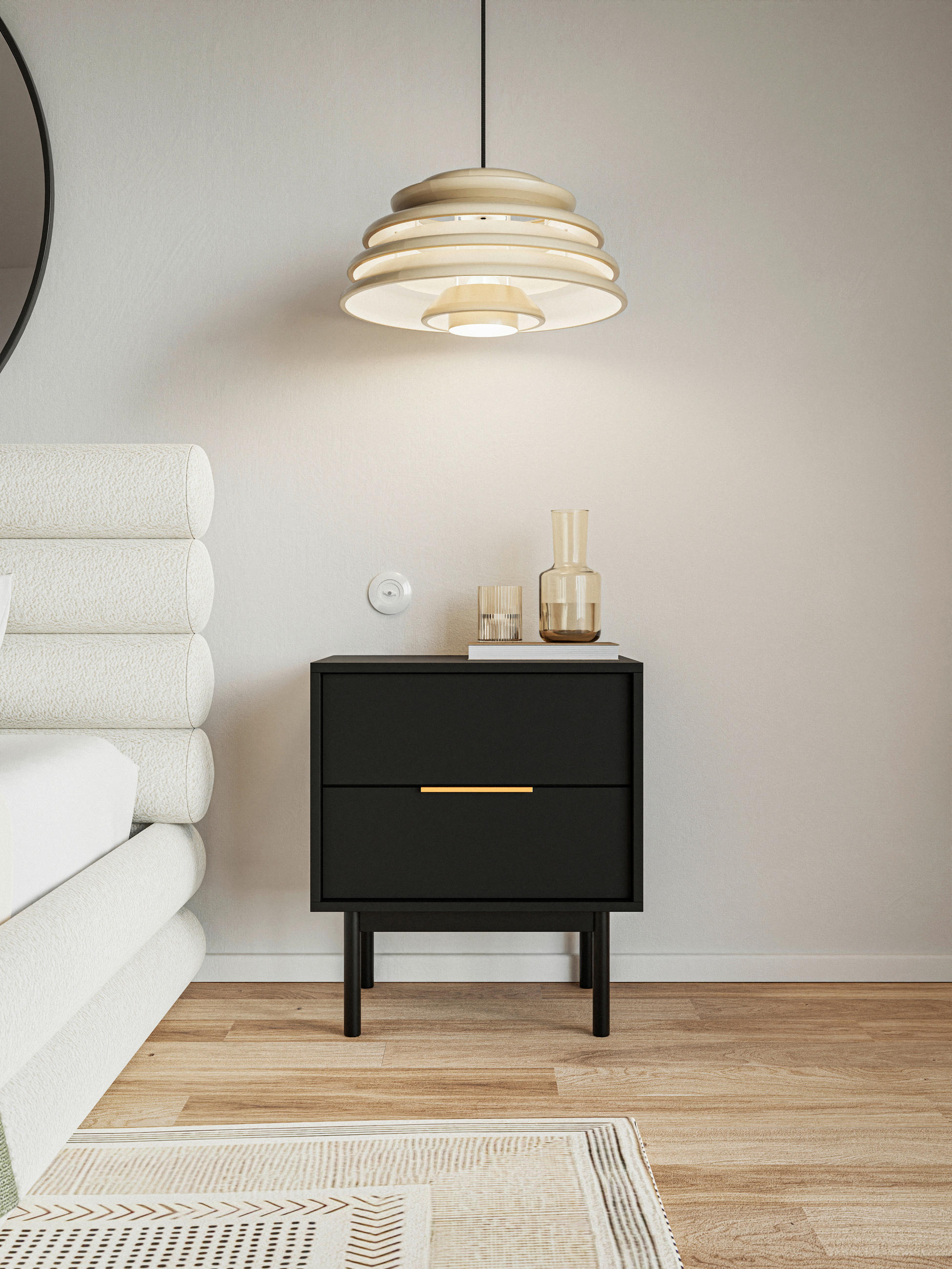 NACHTSCHRANK 54/63/39 cm  - Goldfarben/Schwarz, Design, Holz/Holzwerkstoff (54/63/39cm) - Boxxx