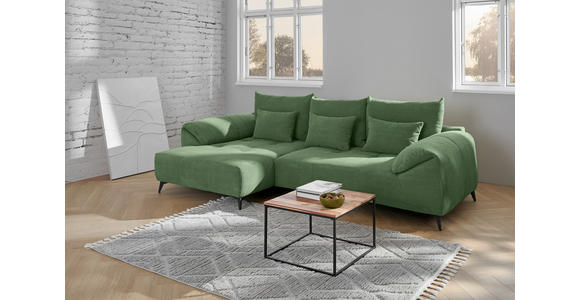ECKSOFA  in Cord Olivgrün  176/311 cm  - Schwarz/Olivgrün, KONVENTIONELL, Textil/Metall (176/311cm) - Carryhome