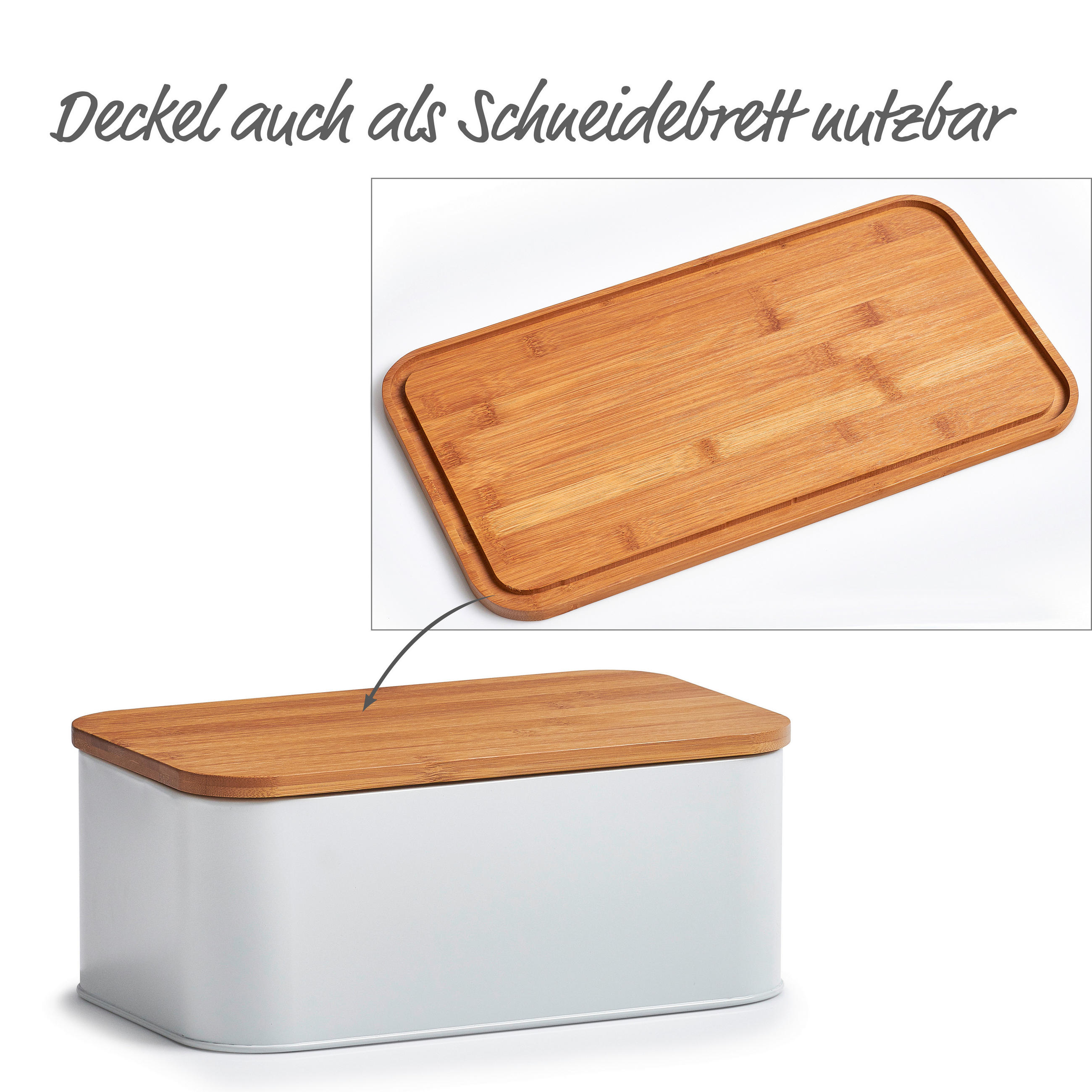 BROTKASTEN - Weiß, Basics, Holz/Metall (31/18/13cm) - Zeller Present
