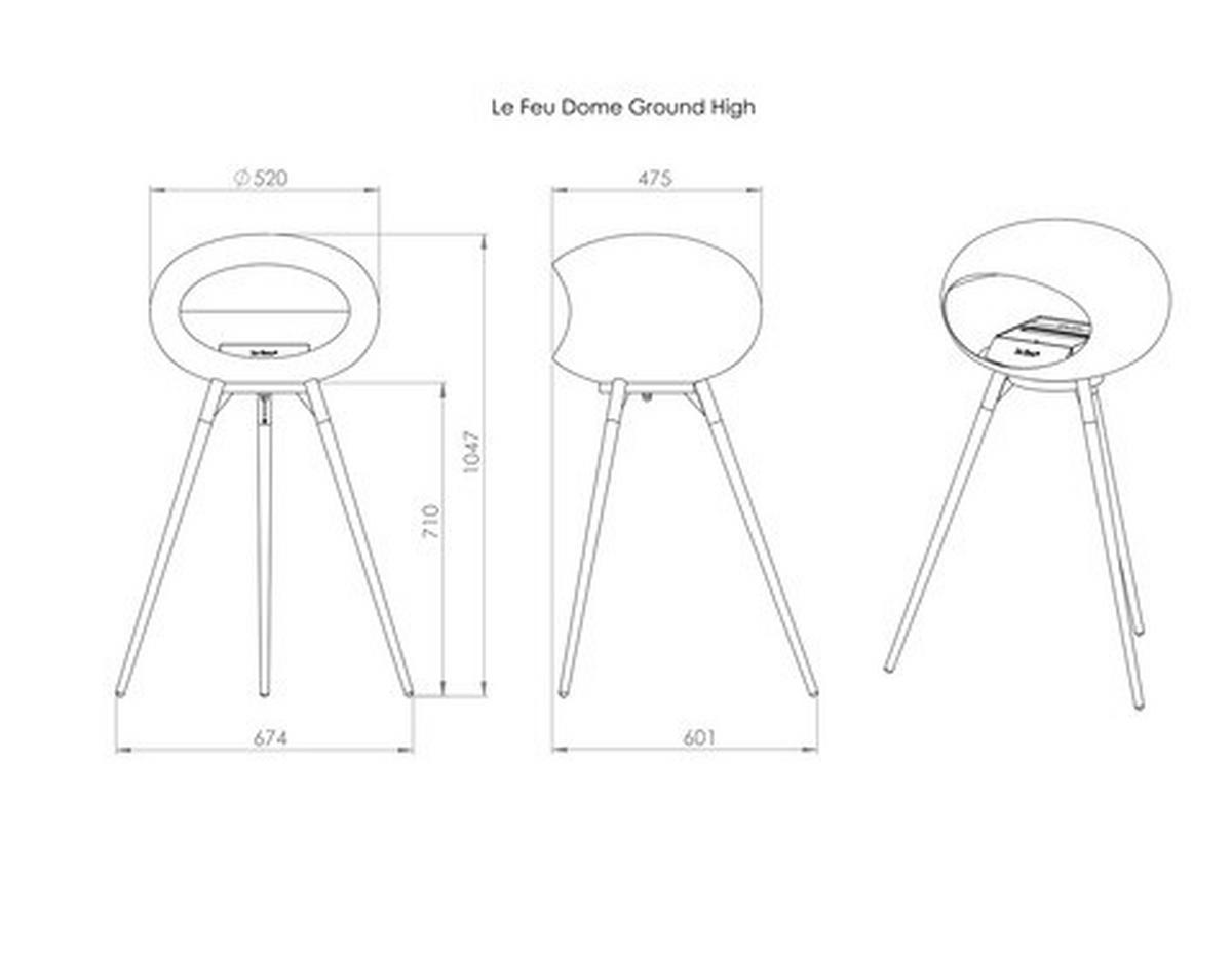 LE FEU DOME KAMIN NA ETANOL - mokka, Basics, metal (59/68/106cm)